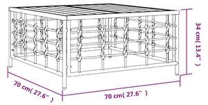 VidaXL antracitszürke polyrattan kerti asztal 70 x 70 x 34 cm