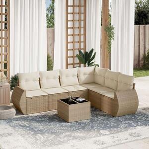 VidaXL Polyrattan Kerti Ülőgarnitúra - 7 részes - Bézs