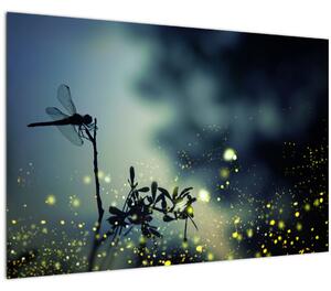Kép - szitakötő a csillogó éjszakában (90x60 cm)