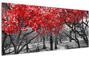 Kép - vörös fák,Central Park, New York (120x50 cm)