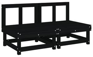 VidaXL 2 db fekete tömör fenyőfa középső kanapé párnákkal