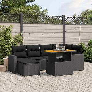 Polyrattan Kerti Ülőgarnitúra - 7 részes - Fekete