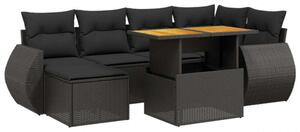 VidaXL Polyrattan Kerti Ülőgarnitúra - 7 részes - Fekete