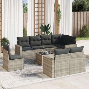 VidaXL Polyrattan Kerti Ülőgarnitúra - 9 részes - Világosszürke