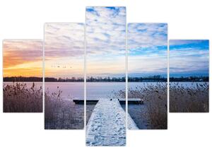 Kép - Befagyott tó, Ełk, Mazury, Lengyelország (150x105 cm)