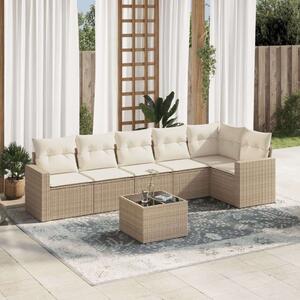 VidaXL Polyrattan Kerti Ülőgarnitúra - 7 részes - Bézs