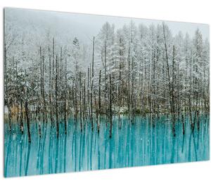 Kép - Türkiz tó, Biei, Japán (90x60 cm)