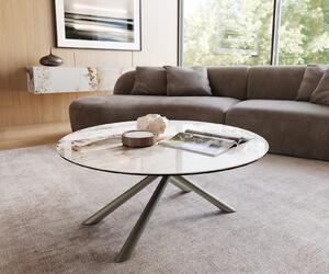DELIFE Dohányzóasztal Edge kerek 100x100 cm kerámia Minas Melange Sarity fém titán színű effektfinish