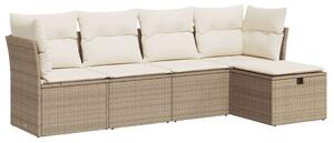 VidaXL Polyrattan Kerti Ülőgarnitúra - 5 részes - Bézs