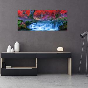 Kép Vízesés egy vörös erdőben (120x50 cm)