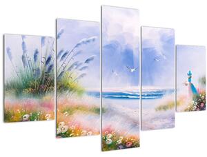 Kép - romantikus tengerpart, olajfestmény (150x105 cm)