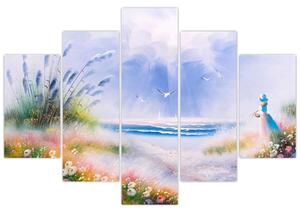 Kép - romantikus tengerpart, olajfestmény (150x105 cm)
