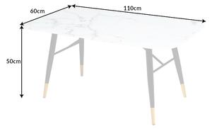 Design dohányzóasztal Laney 110 cm fehér - márvány utánzata