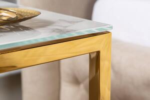 Design oldalsó asztal Latrisha 45 cm fehér-arany - márvány utánzata