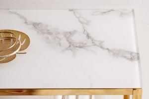Design konzol Latrisha 110 cm fehér-arany - márvány utánzata