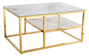 Design dohányzóasztal Latrisha 90 cm fehér-arany - márvány utánzata