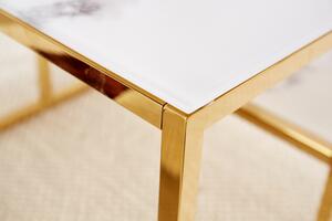 Design dohányzóasztal Latrisha 90 cm fehér-arany - márvány utánzata