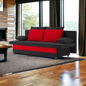 Aneto kanapéágy, normál szövet, hab töltőanyag, szín - fekete / piros