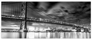 Kép - Benjamin Franklin híd, Philadelphia, fekete-fehér (120x50 cm)