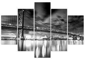Kép - Benjamin Franklin híd, Philadelphia, fekete-fehér (150x105 cm)