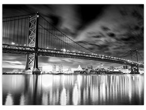 Kép - Benjamin Franklin híd, Philadelphia, fekete-fehér (70x50 cm)