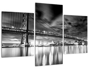 Kép - Benjamin Franklin híd, Philadelphia, fekete-fehér (90x60 cm)