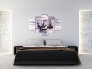 Kép - kikötő, olajfestmény (150x105 cm)