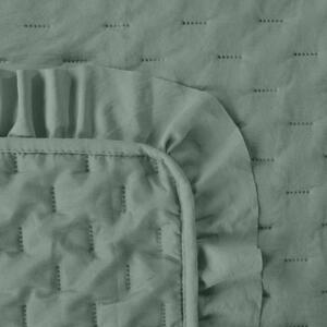 Mattzöld steppelt ágytakaró fodrokkal Szélesség: 170 cm | Hossz: 210 cm