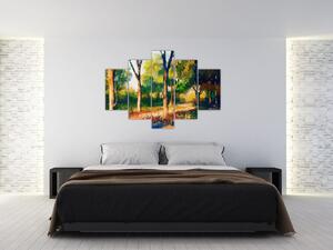 Erdő képe a nyári napsütésben, festmény (150x105 cm)