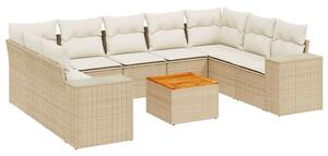 VidaXL Polyrattan Kerti Ülőgarnitúra - 10 részes - Bézs
