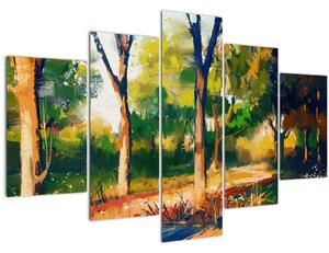 Erdő képe a nyári napsütésben, festmény (150x105 cm)