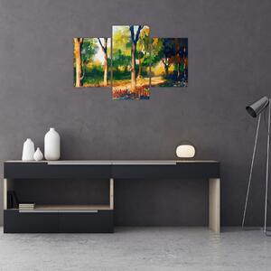 Erdő képe a nyári napsütésben, festmény (90x60 cm)