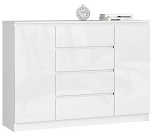 K140 2D4SZ komód – fehér magasfényű kivitelben