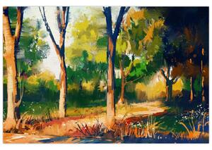 Erdő képe a nyári napsütésben, festmény (90x60 cm)