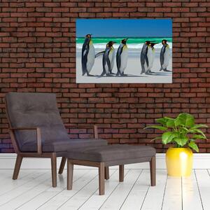 Kép - A Királyi pingvinek csoportja (90x60 cm)