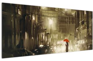 Kép - Nő egy esős éjszakán (120x50 cm)