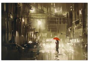 Kép - Nő egy esős éjszakán (90x60 cm)