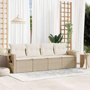 Polyrattan Kerti Ülőgarnitúra - 4 részes - Bézs