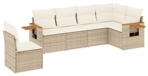 VidaXL Polyrattan Kerti Ülőgarnitúra - 6 részes - Bézs