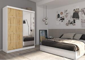 Kvalitní Šatní Skříň Makira 160 cm Bílá/dub artisan