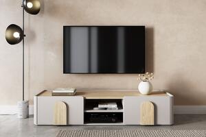 Amilio TV-szekrény 170 cm fiókkal - kasmír / olajozott tölgy / világos tölgy fogantyú