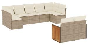 VidaXL Polyrattan Kerti Ülőgarnitúra - 9 részes - Bézs