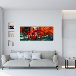 Piros kerék képe, akril festés (120x50 cm)