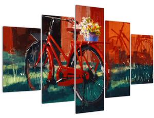 Piros kerék képe, akril festés (150x105 cm)