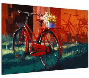 Piros kerék képe, akril festés (90x60 cm)