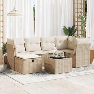 VidaXL Polyrattan Kerti Ülőgarnitúra - 7 részes - Bézs