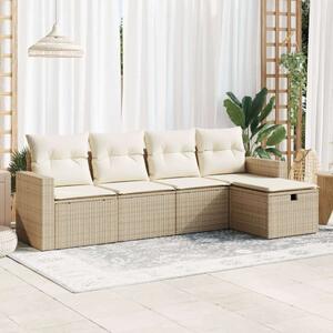 VidaXL 5 részes bézs polyrattan kerti ülőgarnitúra párnákkal