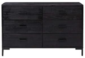 Rusztikus Fekete Tálalószekrény - 6 Fiók - 110x35x70cm