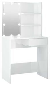 VidaXL magasfényű fehér fésülködőasztal LED-del 74,5x40x141 cm
