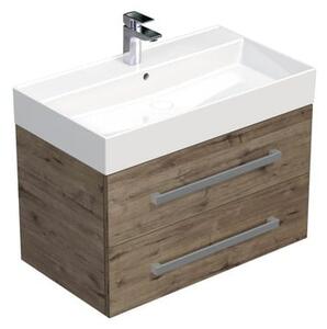 Fürdőszobaszekrény mosdókagylóval SAT Cube Way 80x53x46 cm tölgy Wellington matt CUBE46802DWSAT